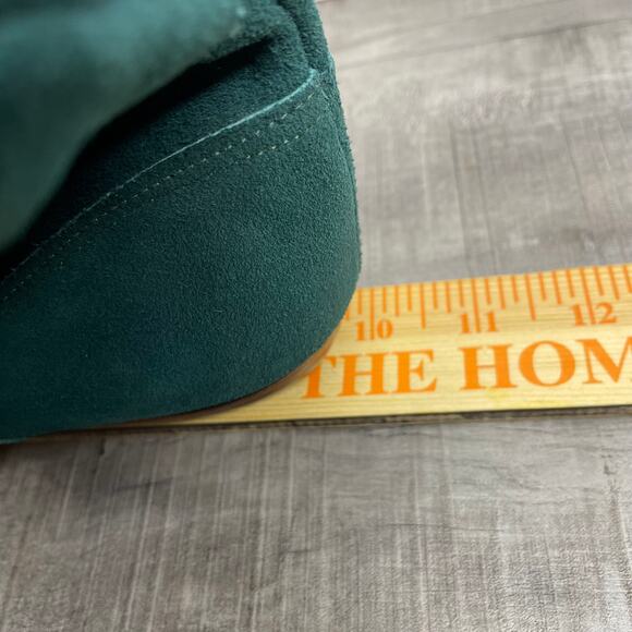 Vintage Hunter Green Suede Leather Point Toe Stud Peter Pan Ankle Boots sz 6 7 - Picture 8 of 10